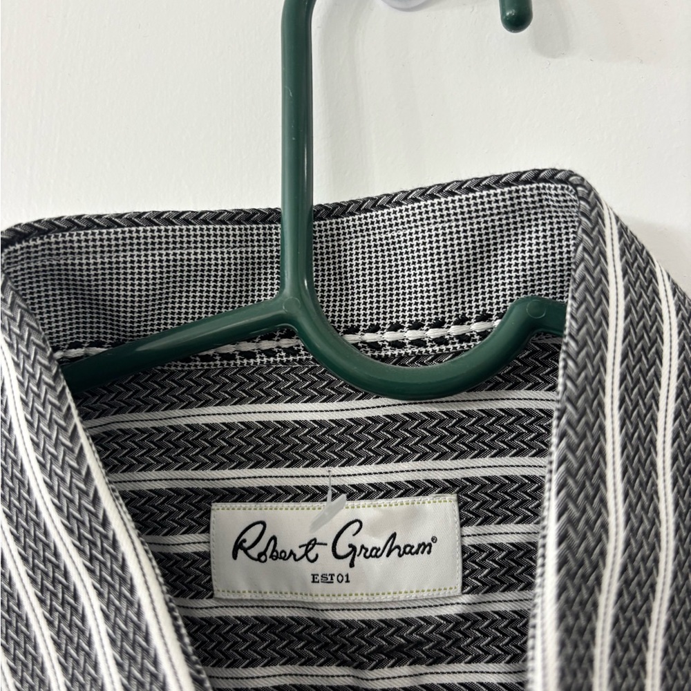 Robert Graham Black and White Striped Button Down Shirt - Picture 4 of 9